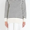 ENGLISH FACTORY Tops*- Striped Mixed Media Pleated