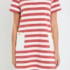 ENGLISH FACTORY Tops*- Striped Dress with Patch Pockets