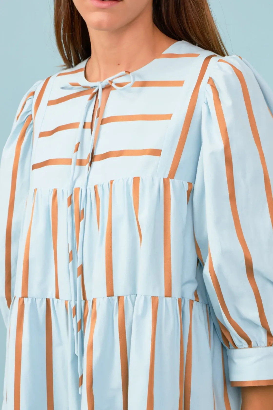 english_factory__striped__0-9.webp ENGLISH FACTORY Tops*- Striped Blouson Mini Dress BLUEMULTI
