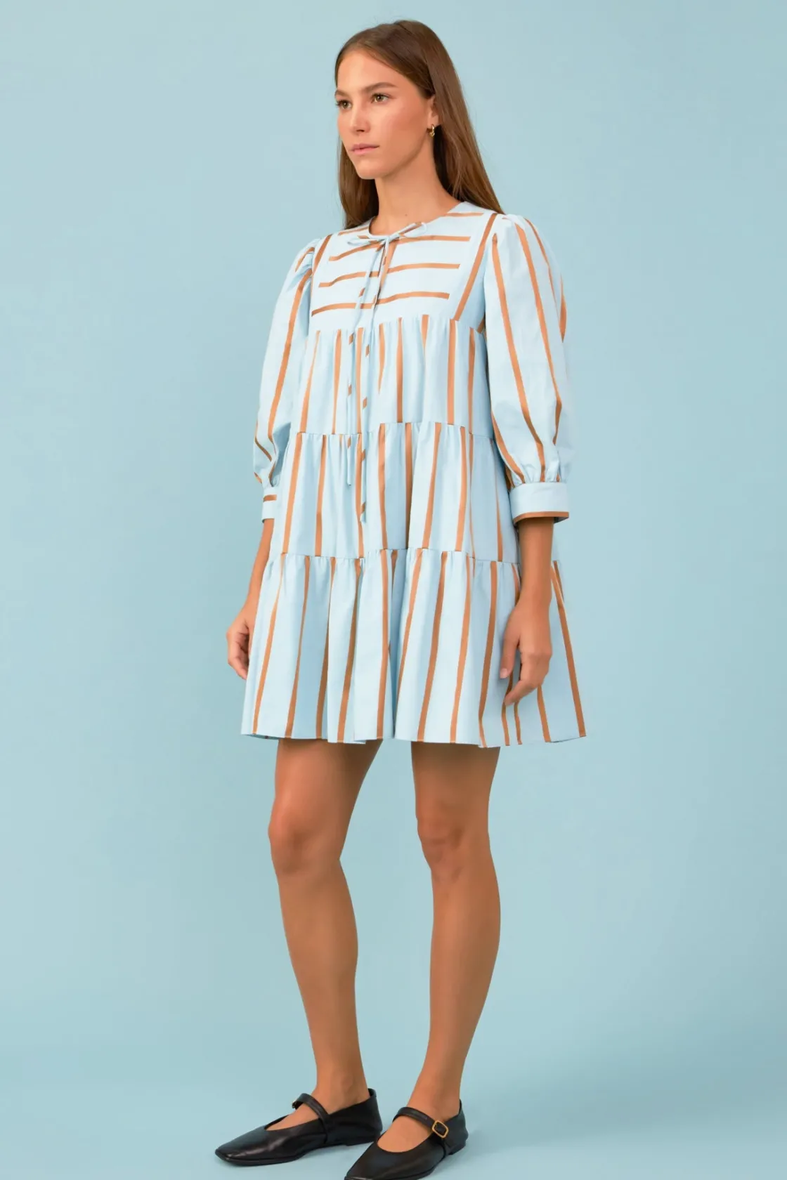 english_factory__striped__1-9.webp ENGLISH FACTORY Tops*- Striped Blouson Mini Dress BLUEMULTI