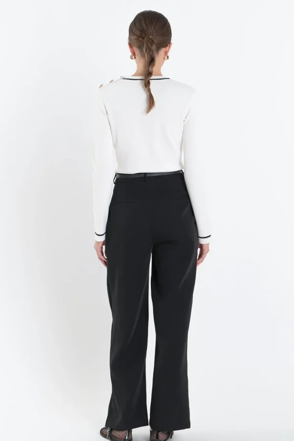 ENGLISH FACTORY Tops*- Striped Knit Top OFFWHITE/BLACK