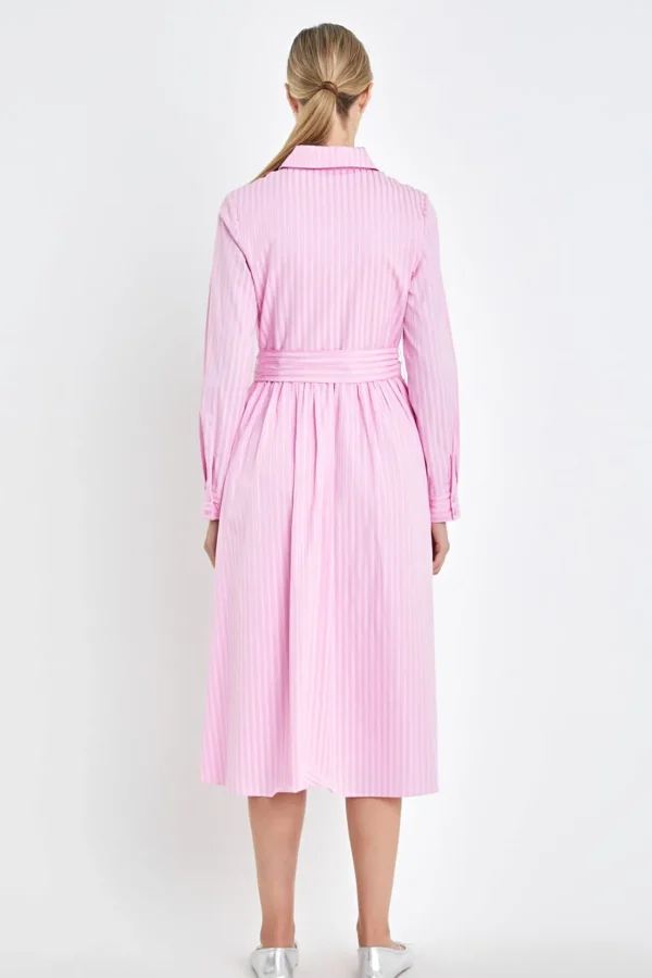 ENGLISH FACTORY Tops*- Striped Shirt Maxi Dress PINK