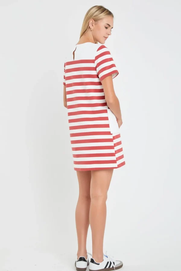 ENGLISH FACTORY Tops*- Striped Dress with Patch Pockets