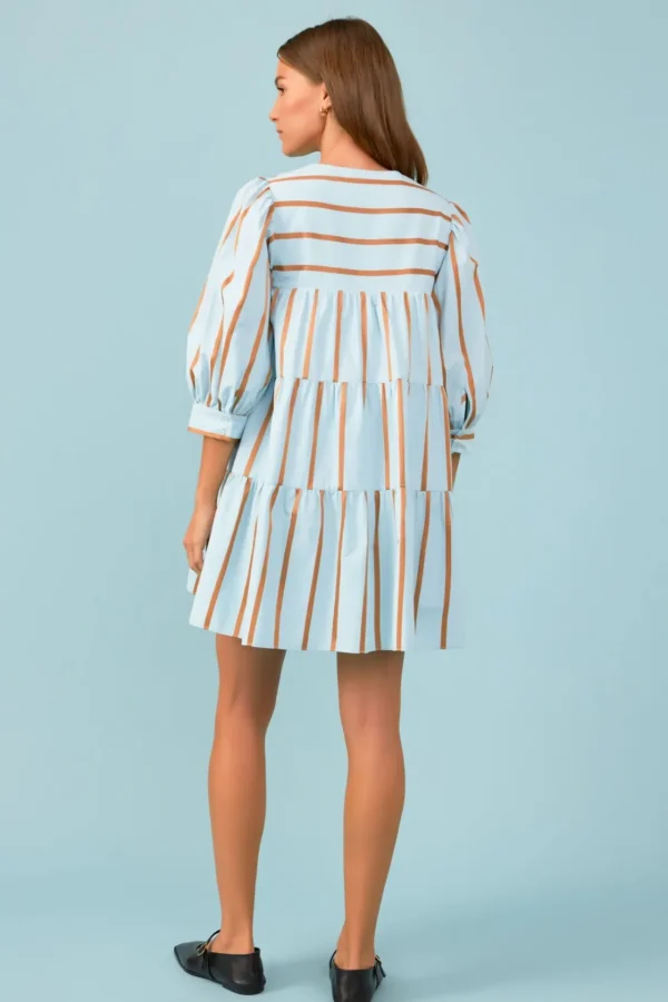 ENGLISH FACTORY Tops*- Striped Blouson Mini Dress BLUEMULTI