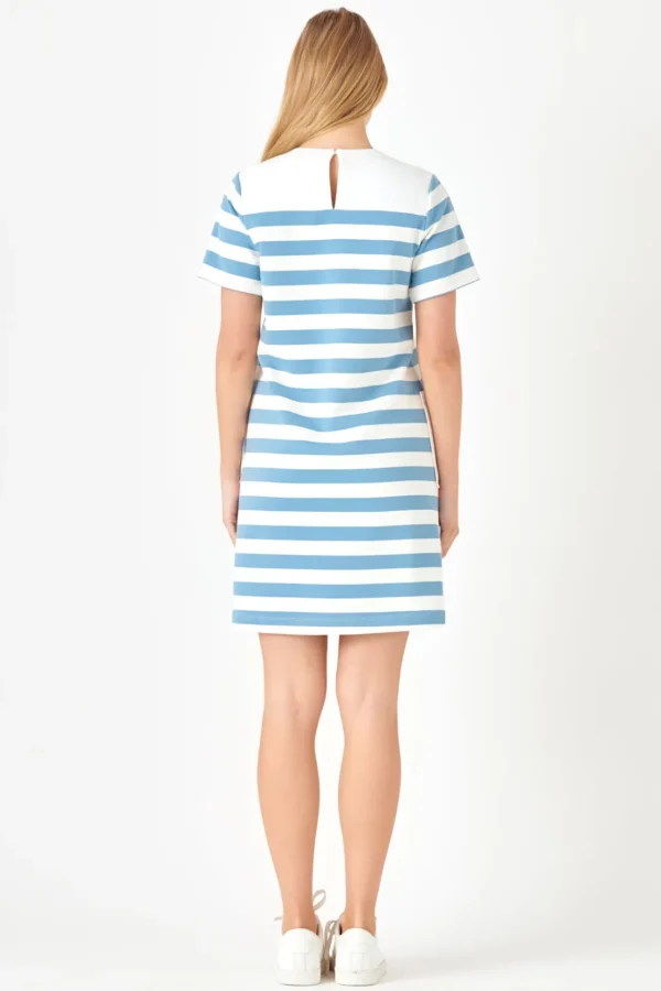 ENGLISH FACTORY Tops*- Striped Dress with Patch Pockets