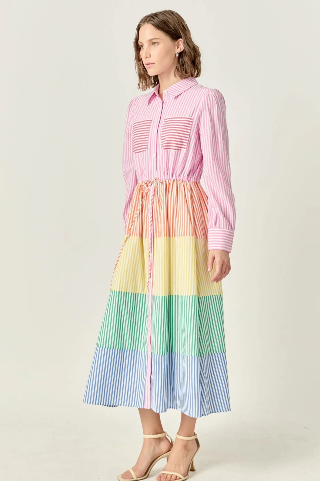 english_factory__sunni_co_1.webp ENGLISH FACTORY Tops*- Sunni Colorblock Midi Shirt Dress MULTI
