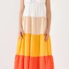ENGLISH FACTORY Tops*- Sunset Colorblock Maxi Dress ORANGE