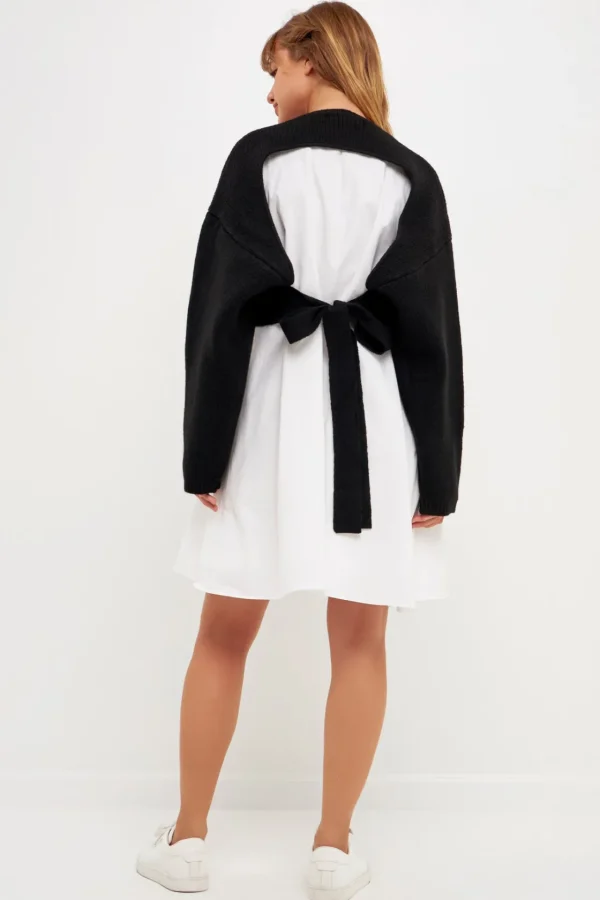 ENGLISH FACTORY Tops*- Sweater with Poplin Mini Dress