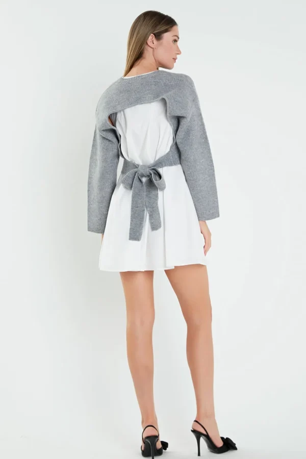 ENGLISH FACTORY Tops*- Sweater with Poplin Mini Dress