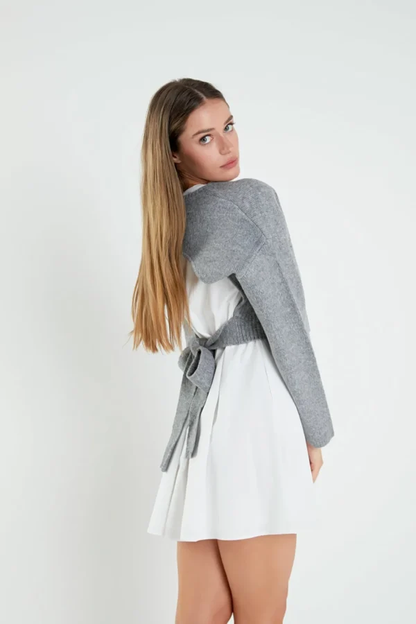 ENGLISH FACTORY Tops*- Sweater with Poplin Mini Dress