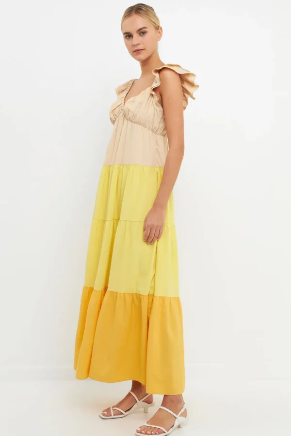 ENGLISH FACTORY Tops*- Sweet Heart Color Block Maxi Dress