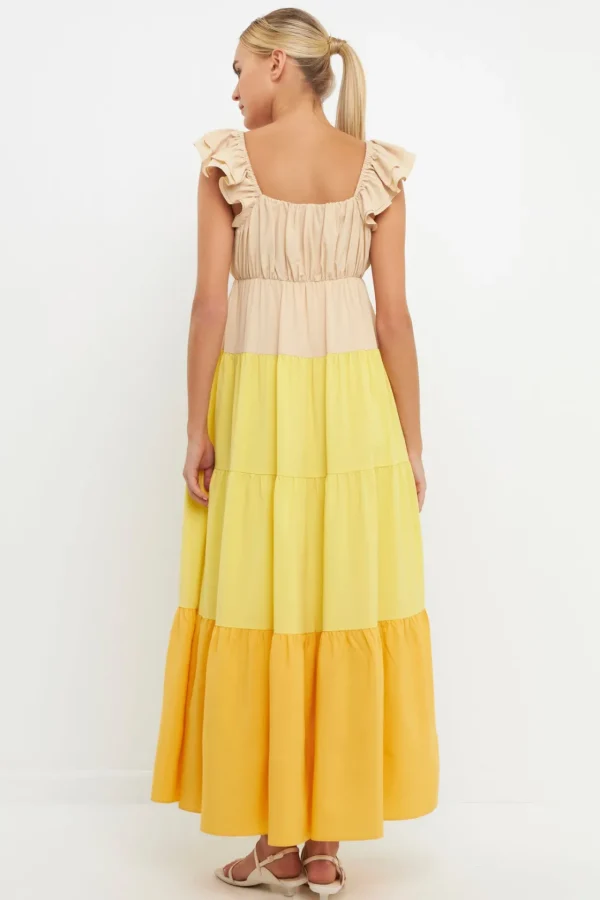ENGLISH FACTORY Tops*- Sweet Heart Color Block Maxi Dress