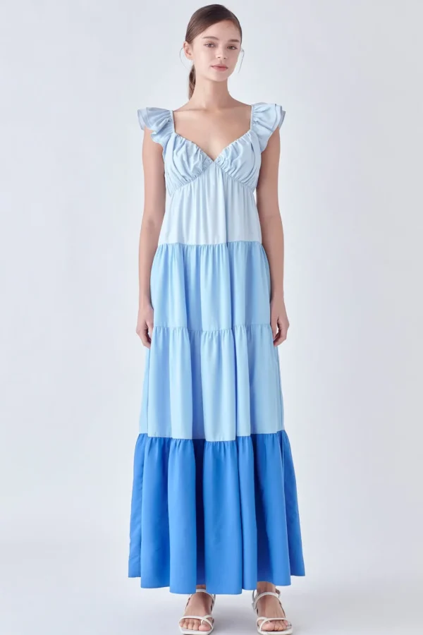 ENGLISH FACTORY Tops*- Sweet Heart Color Block Maxi Dress