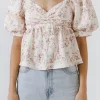 ENGLISH FACTORY Tops*- Textured Floral Top CREAM