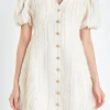 ENGLISH FACTORY Tops*- Textured Buttoned Mini Dress BEIGE