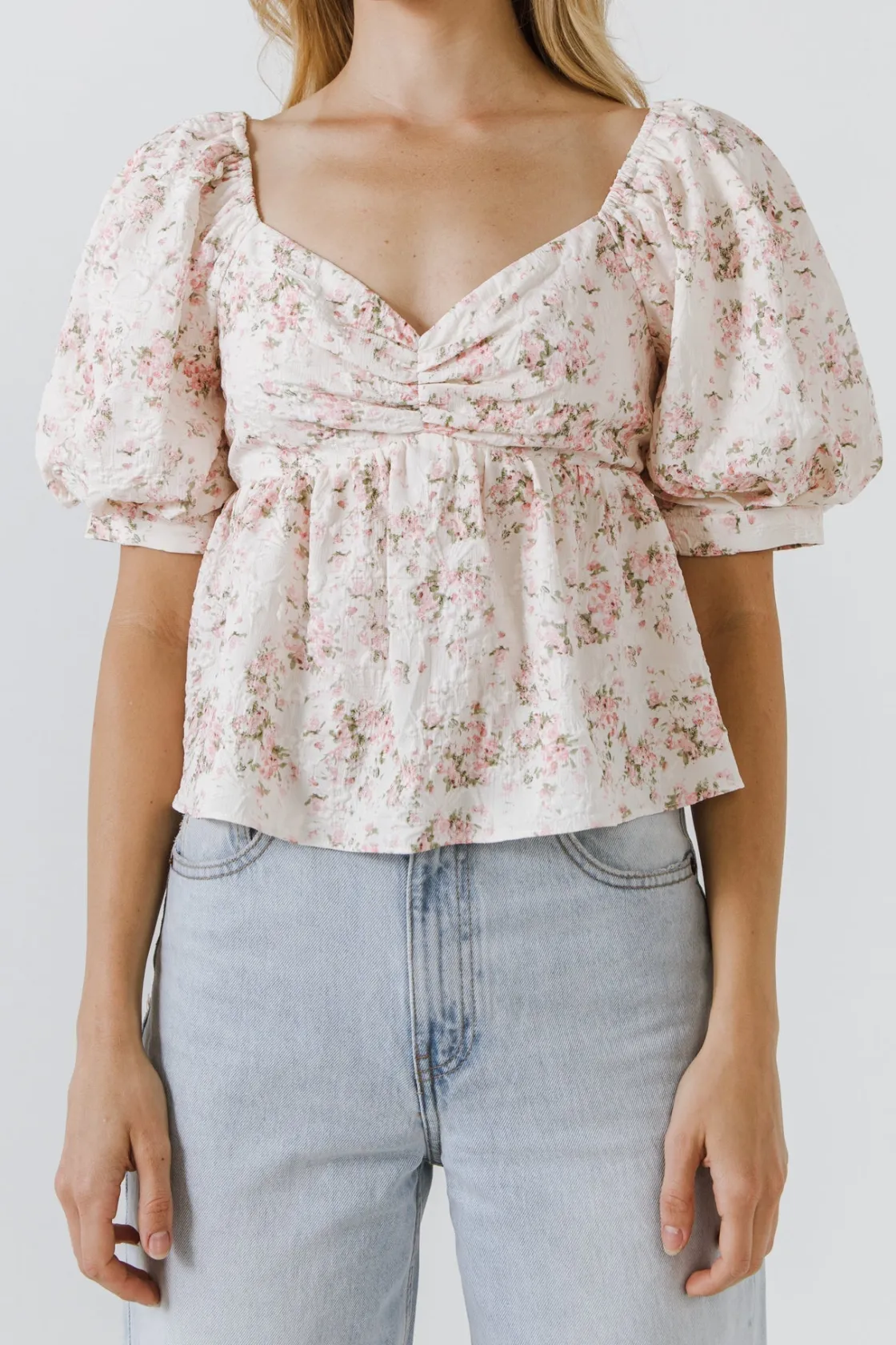 english_factory__textured_0.webp ENGLISH FACTORY Tops*- Textured Floral Top CREAM