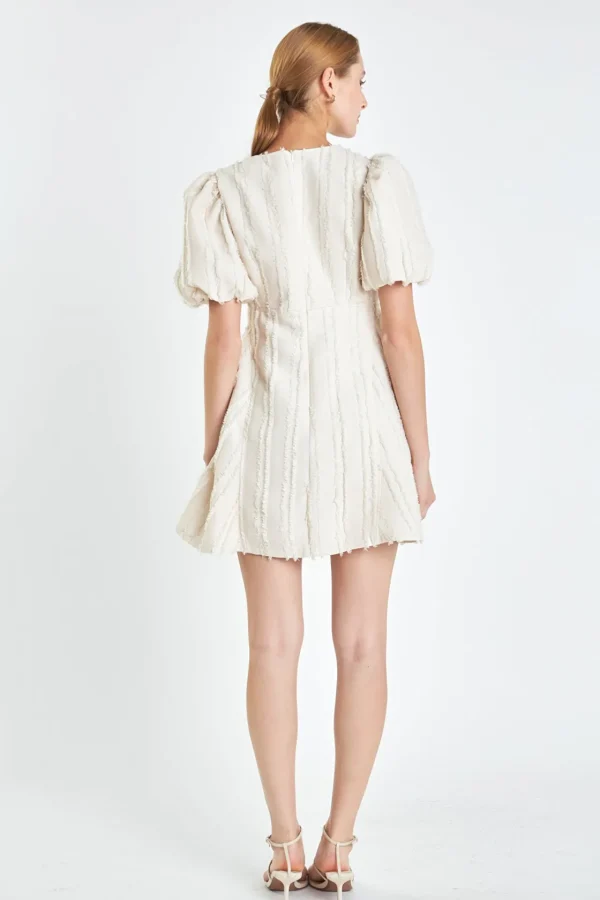 ENGLISH FACTORY Tops*- Textured Buttoned Mini Dress BEIGE