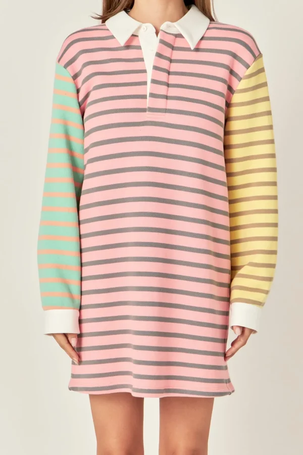 ENGLISH FACTORY Tops*- The Striped Edit Dress PINKMULTI