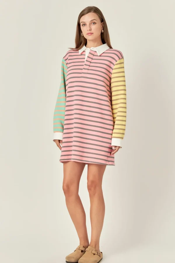 ENGLISH FACTORY Tops*- The Striped Edit Dress PINKMULTI