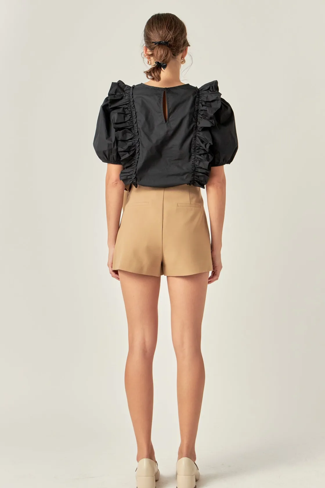 english_factory__tied_str_3.webp ENGLISH FACTORY Tops*- Tied Strap Mini Skort TAN