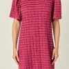 ENGLISH FACTORY Tops*- Tiered Jersey Mini Dress With Embroidery BERRY