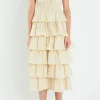 ENGLISH FACTORY Tops*- Tiered Maxi Sleeveless Dress ECRU