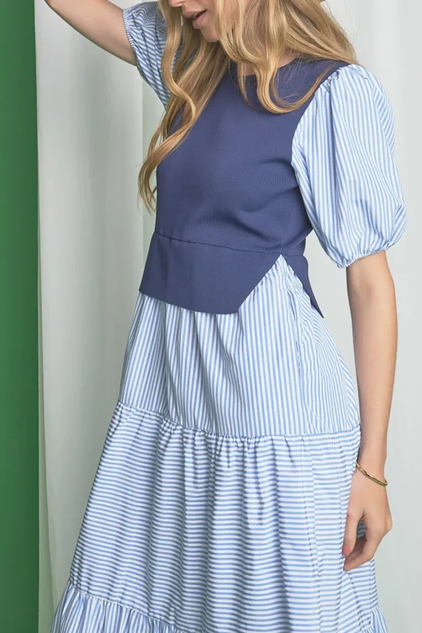 ENGLISH FACTORY Tops*- Tiered Mixed Media Maxi Dress