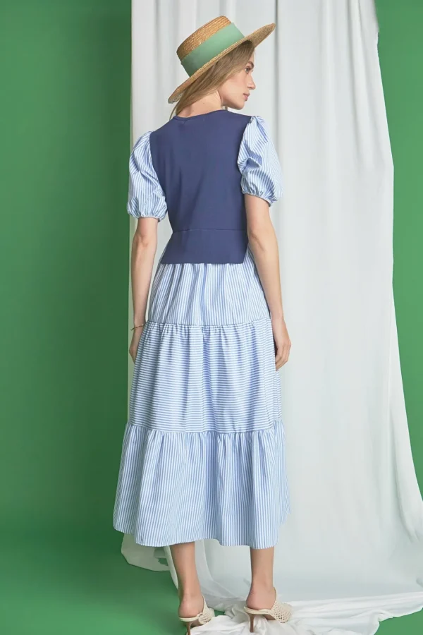 ENGLISH FACTORY Tops*- Tiered Mixed Media Maxi Dress