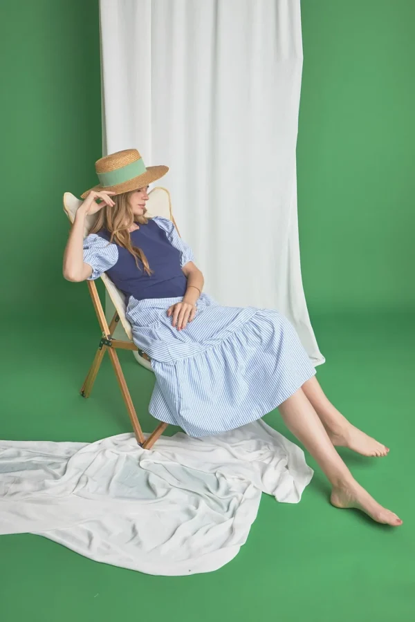 ENGLISH FACTORY Tops*- Tiered Mixed Media Maxi Dress