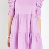 ENGLISH FACTORY Tops*- Tiered Puff Sleeve Mini Dress LILAC