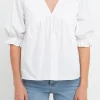 ENGLISH FACTORY Tops*- Tiered V Neck Top With Ruffle Sleeves