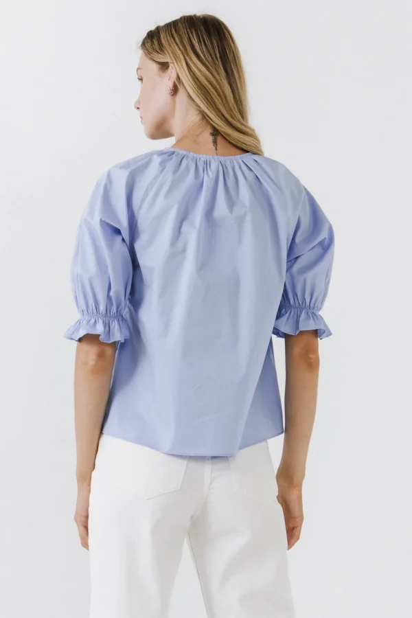ENGLISH FACTORY Tops*- Tiered V Neck Top With Ruffle Sleeves