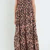 ENGLISH FACTORY Tops*- Tiger Print Ruffle Sleeve Maxi Dress CORAL