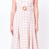 ENGLISH FACTORY Tops*- Tweed Bustier Flared Midi Dress PINKMULTI
