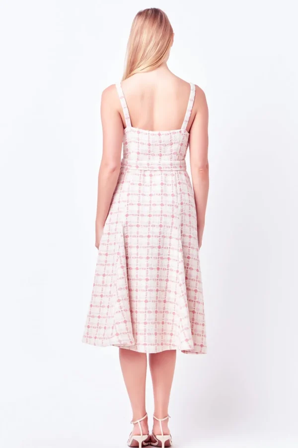 ENGLISH FACTORY Tops*- Tweed Bustier Flared Midi Dress PINKMULTI