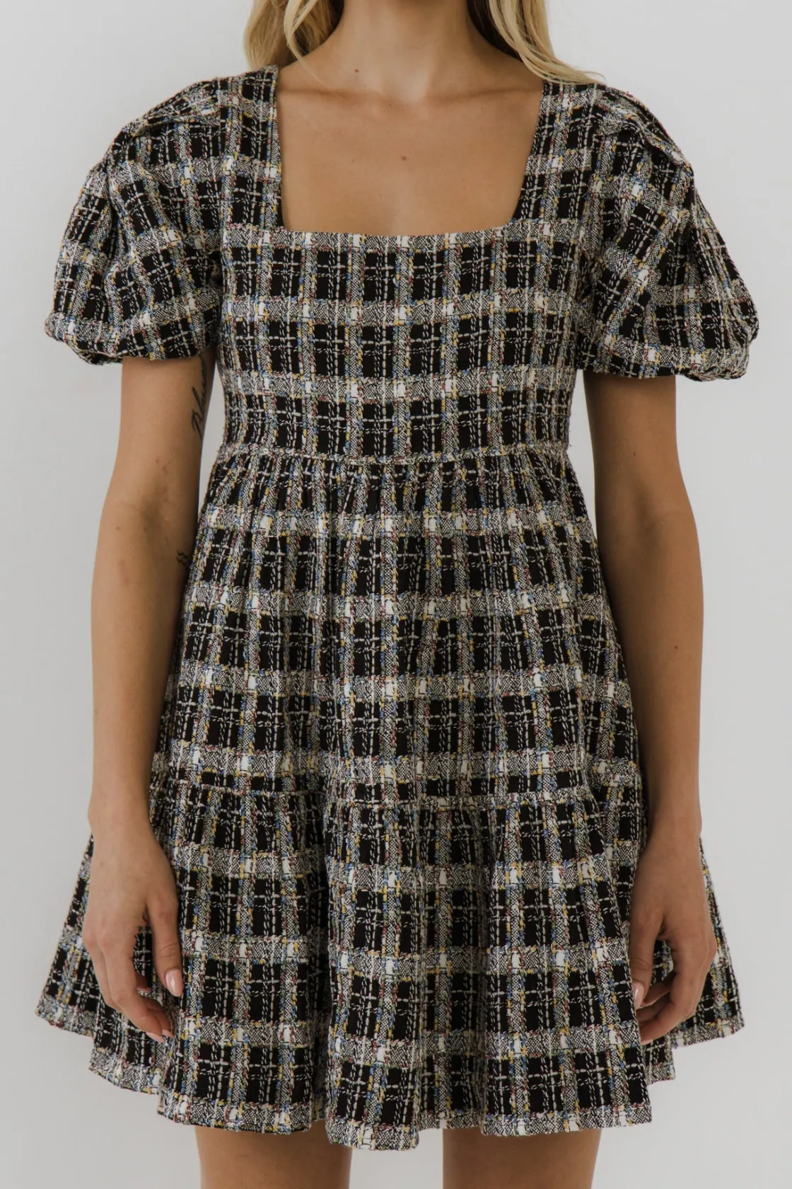 english_factory__tweed_mi_0.webp ENGLISH FACTORY Tops*- Tweed Mini Dress BLACK