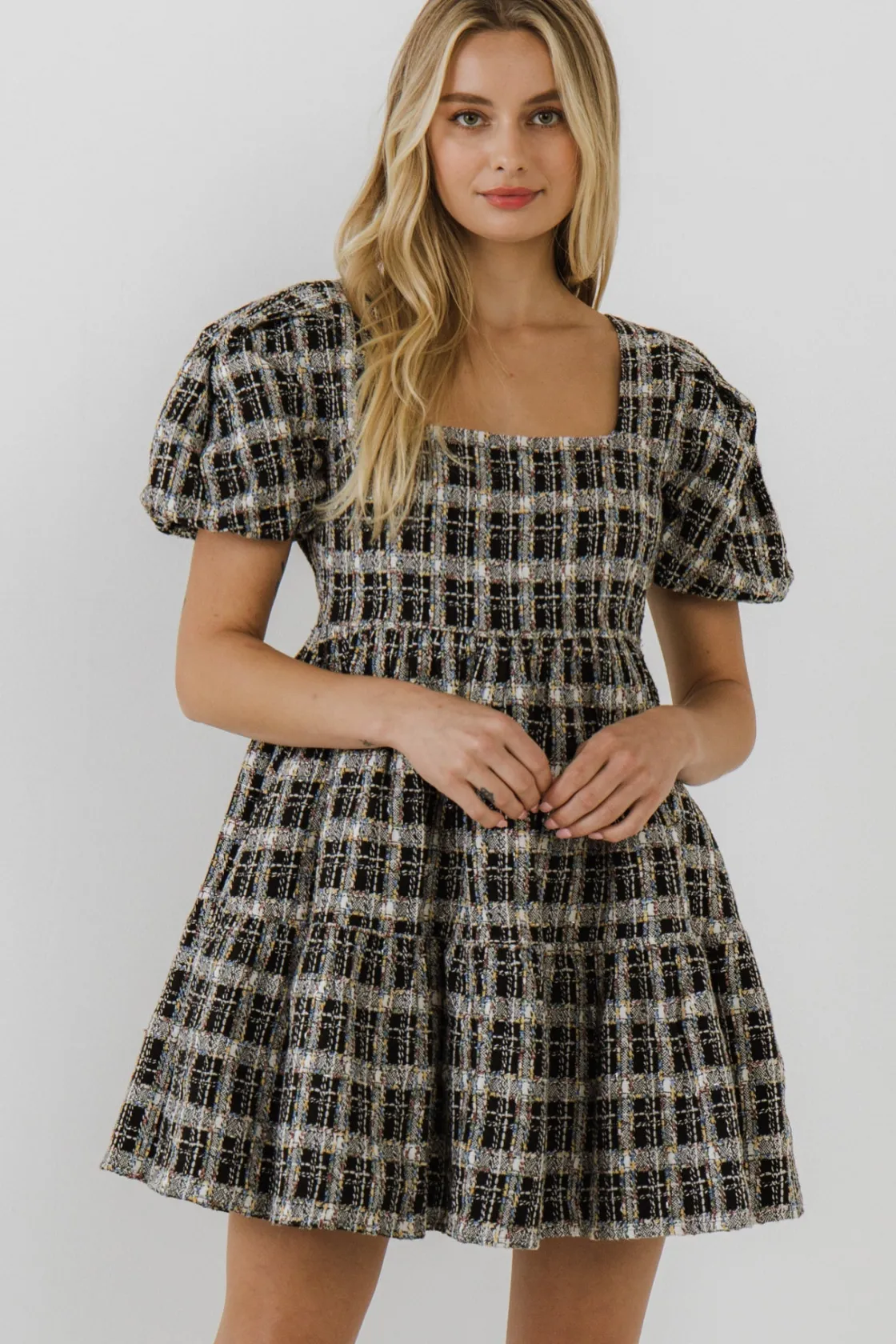 english_factory__tweed_mi_3.webp ENGLISH FACTORY Tops*- Tweed Mini Dress BLACK