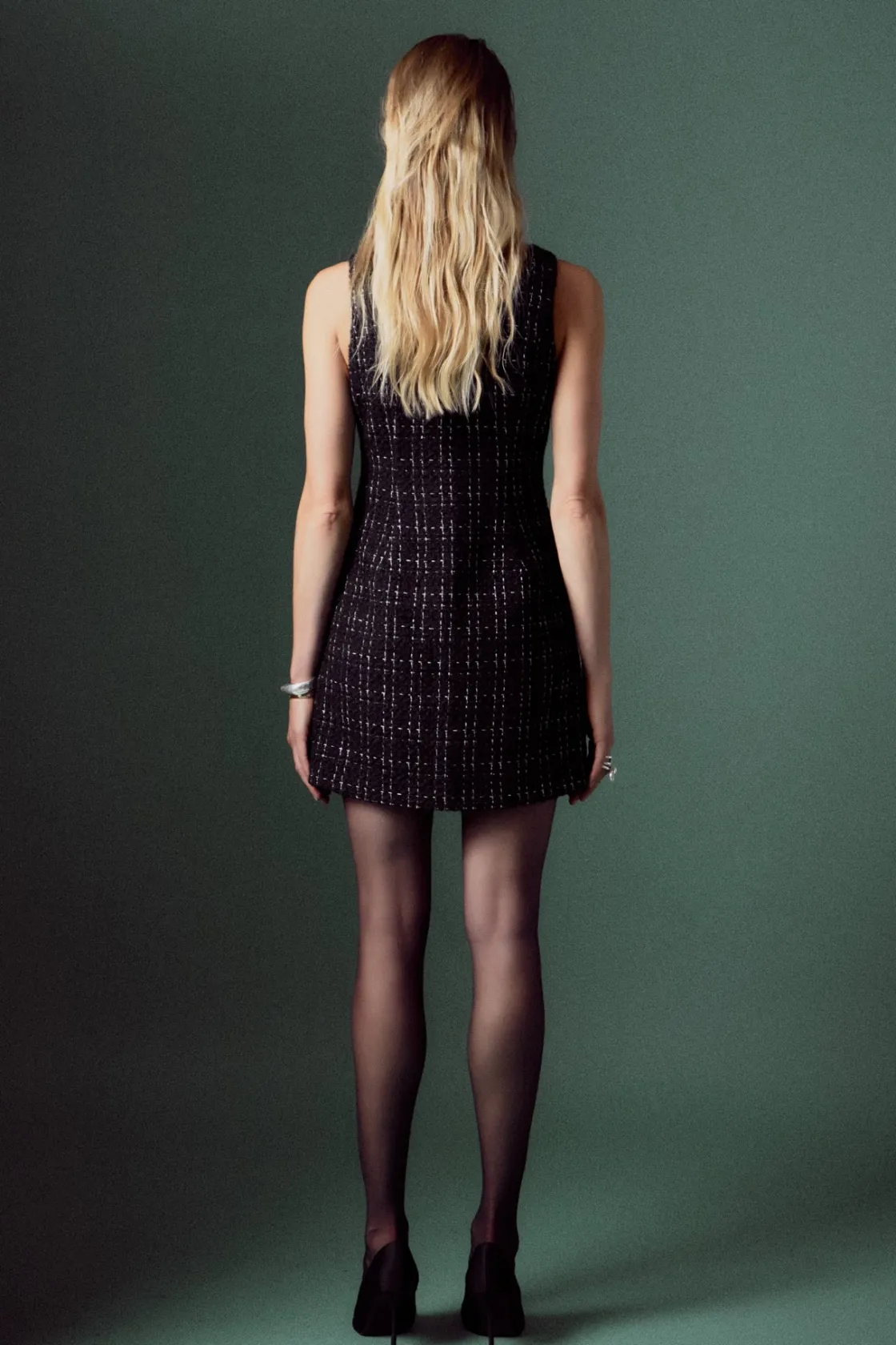 english_factory__tweed_sl_2.webp ENGLISH FACTORY Tops*- Tweed Sleeveless Mini Dress BLACK