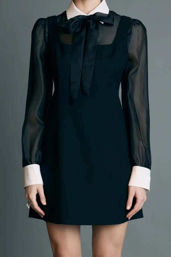 ENGLISH FACTORY Tops*- Twill Mini Dress BLACK