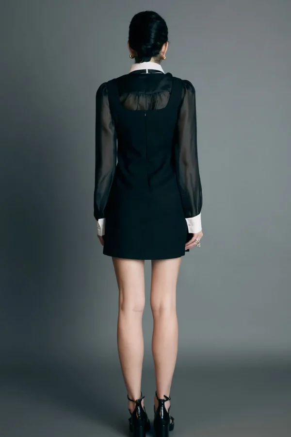 ENGLISH FACTORY Tops*- Twill Mini Dress BLACK