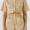 ENGLISH FACTORY Tops*- Utility Romper BEIGE