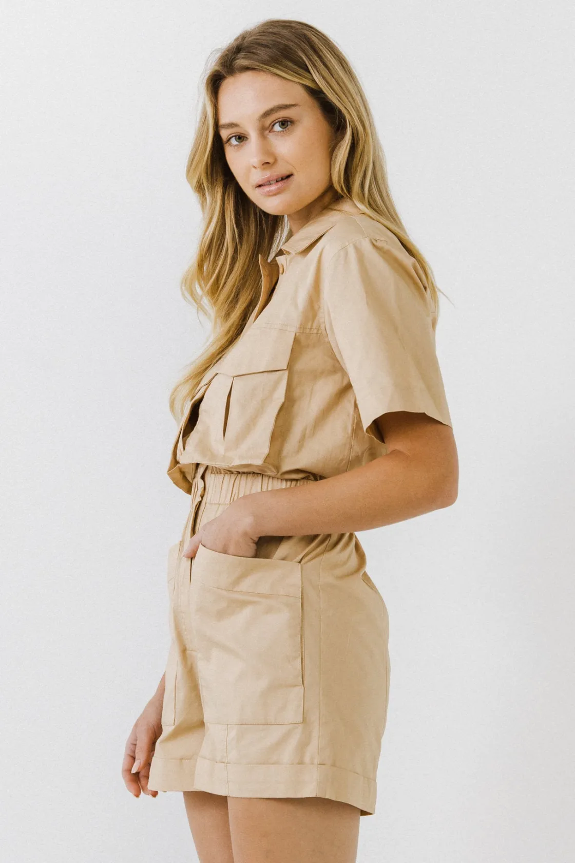english_factory__utility__1.webp ENGLISH FACTORY Tops*- Utility Romper BEIGE