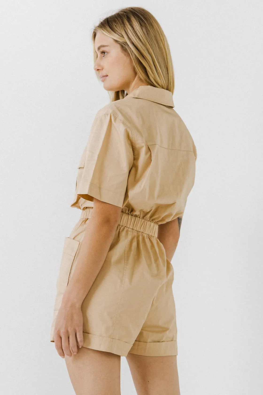 english_factory__utility__2.webp ENGLISH FACTORY Tops*- Utility Romper BEIGE