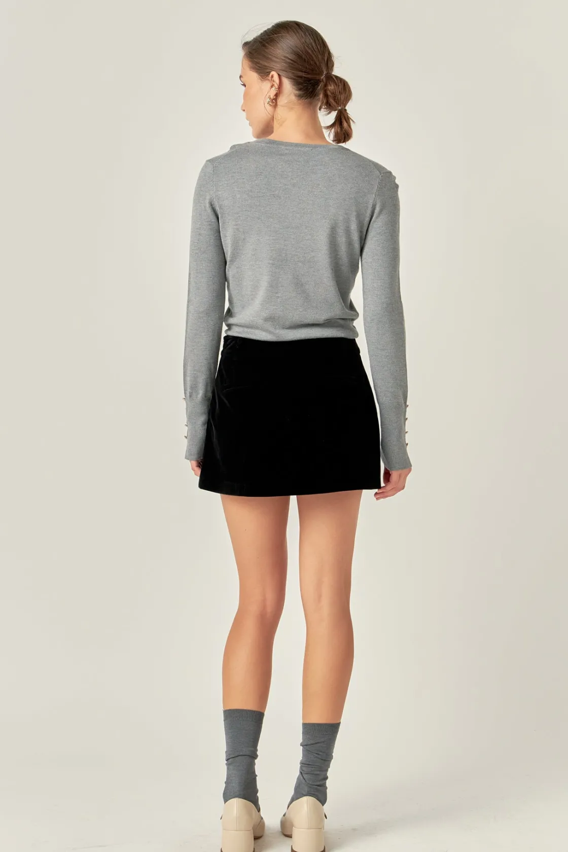 english_factory__velvet_l_2.webp ENGLISH FACTORY Tops*- Velvet Low Rise Skort BLACK