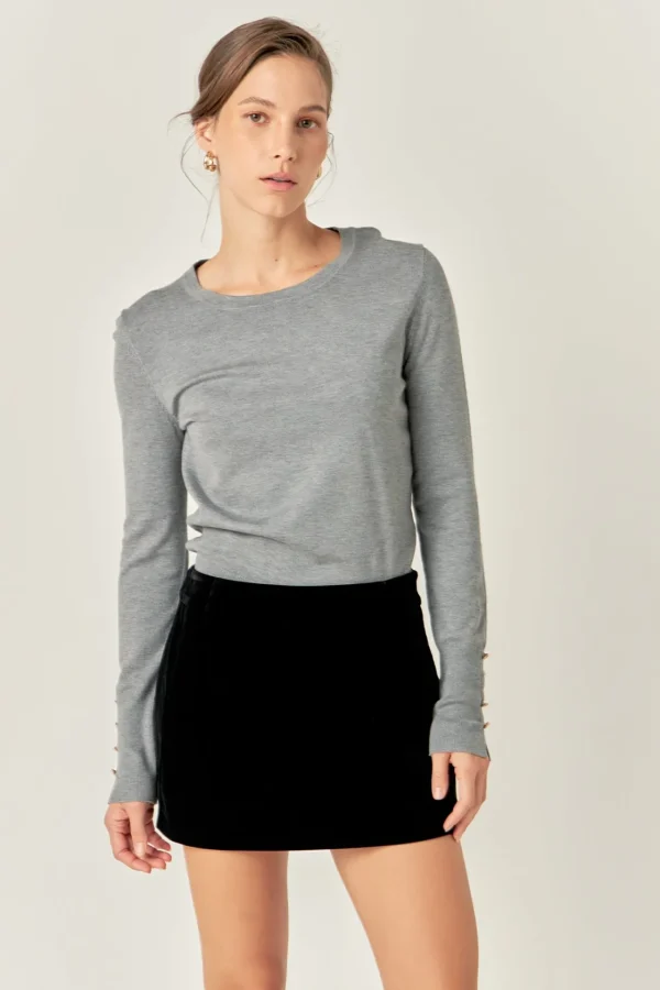 ENGLISH FACTORY Tops*- Velvet Low Rise Skort BLACK