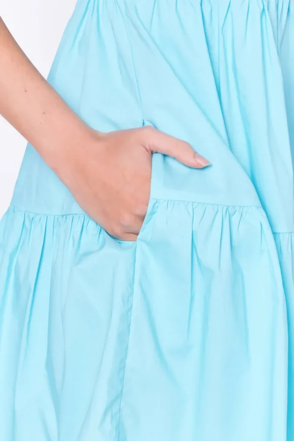ENGLISH FACTORY Tops*- V-neck Button Down Babydoll Dress BLUE