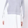 ENGLISH FACTORY Tops*- V-neck Sweatshirts Dress with Poplin