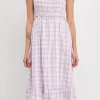 ENGLISH FACTORY Tops*- WOMEN WOVEN PLAID DRESS WHITE/PURPLE