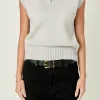 ENGLISH FACTORY Tops*- Zip Mock Neck Knit Vest