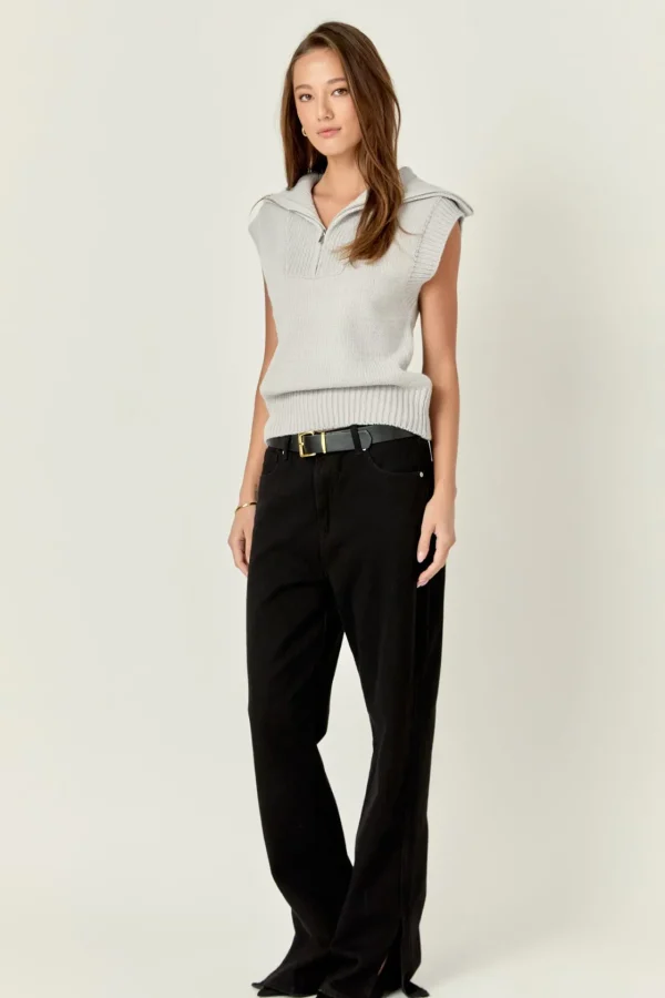 ENGLISH FACTORY Tops*- Zip Mock Neck Knit Vest